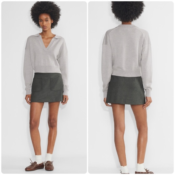 NEW Artizia Wilfred Clara Merino Wool Waist Sweater Merino in Gray Sz XS Cropped - Picture 1 of 15